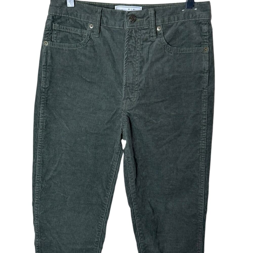 GAP Women’s Sz 4 / 27 Long Vintage Slim Pants High Rise Green Corduroy - Picture 2 of 6